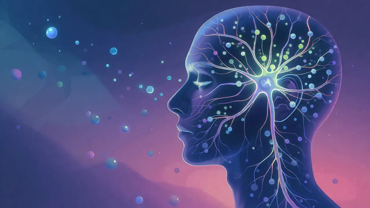 Konceptuální ilustrace interakce CBD s endokanabinoidním systémem v lidském těle.